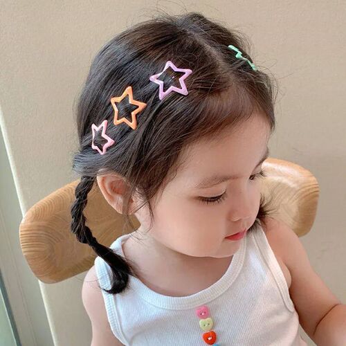 10pcs/set Cute Colorful Star Waterdrop Shape Hair Clips For