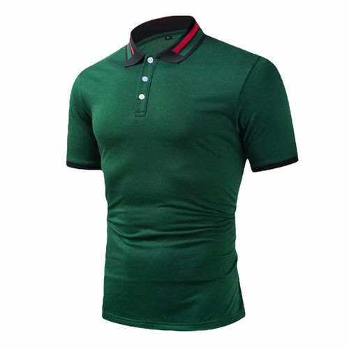 -tendy short-sleeved color-blocking cotton loose stand-up co