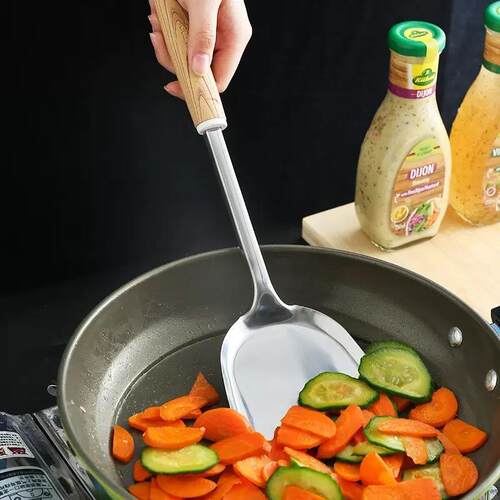 Wooden Handle Stainless Steel Cooking Utensil Set - Heat Res