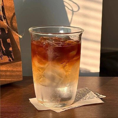 Transparent Glass Cups Creative Stripe Cold Coffee Mug Ice J