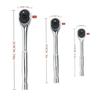 Ratchet Wrench 24Tooth Quick Release 1/4 3/8 1/2 Socke
