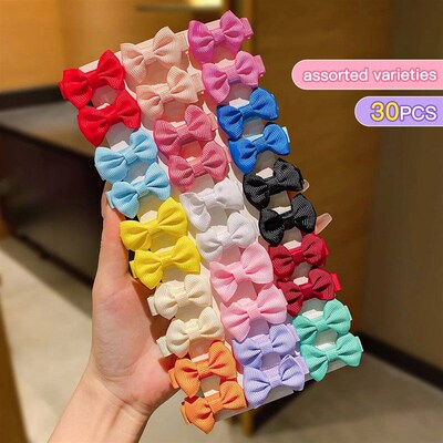 30 colored random bow fabric hair clips suitable for daily u