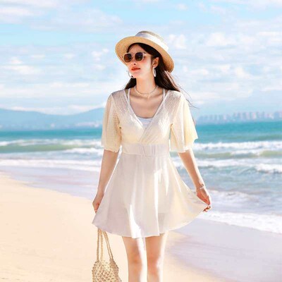 Large size swimsuit womens one-piece skirt slim belly cover