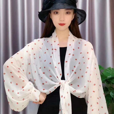 New chiffon sunscreen shawl lace-up sunscreen fashionable ve