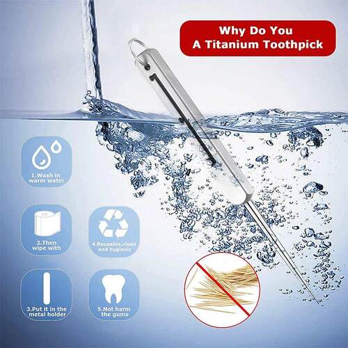 Portable EDC Retractable Toothpick High Srength Titanium All