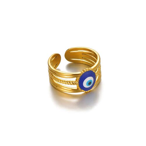 Vintage Blue Devil Eye Punk Stainless Steel Rings Women