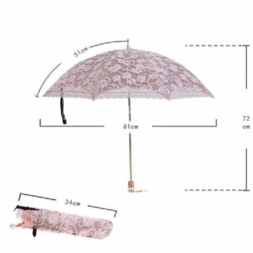 Fold Princess Anti-UV Sunshade Flower Lace Umbrella Girl Wom