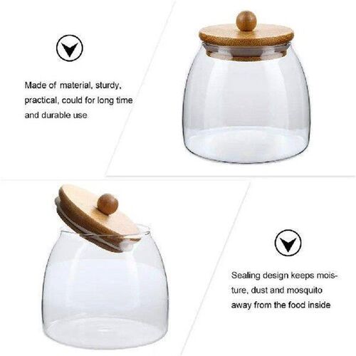 Glass Jar Storage Containers 350ml Bamboo Lid Sealed Candy