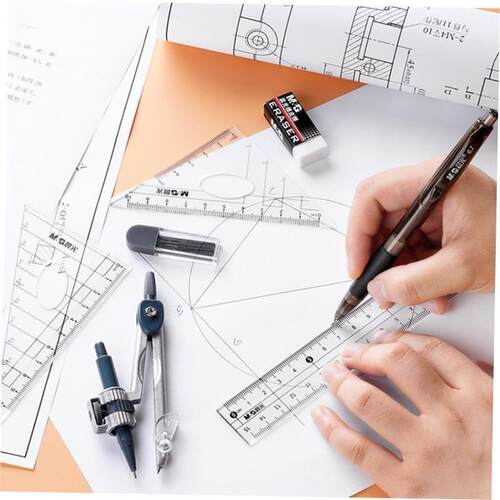 8 Pcs/Set Compass Ruler Set Protractor Drawing Triangle Eras