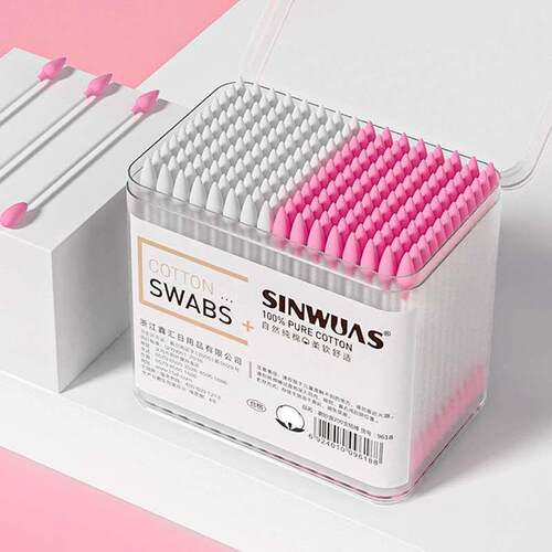 Disposable cosmetic cotton swab 300 boxed round head pointed