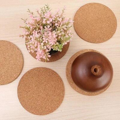 30/1PCS Non-Slip Cork Coaster Natural Round Wooden Cup Mat H
