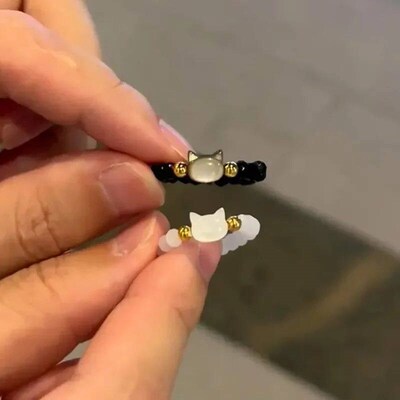 Natural Moonstone Obsidian Rings Beads Minimalist Fidget Rin