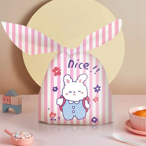 10/20pcs Carton Rabbit Ear Bags Plastic Animal Candy Bags Fo