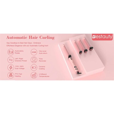 Auto Hair Styling Curler Ceramic Curling Iron Wand Set With