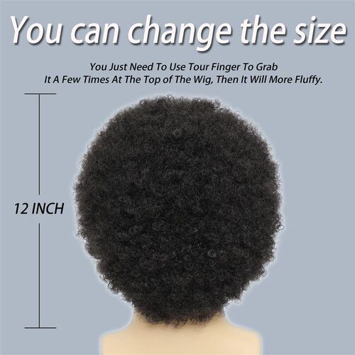 BCHR Afro Kinkly Curly Wigs Synthetic Wig for Black Men Natu