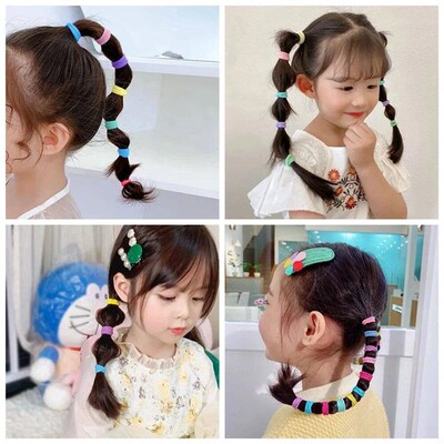 50pcs Women s Seamless Thumb Ring Hair Ties Bagged tail Hold