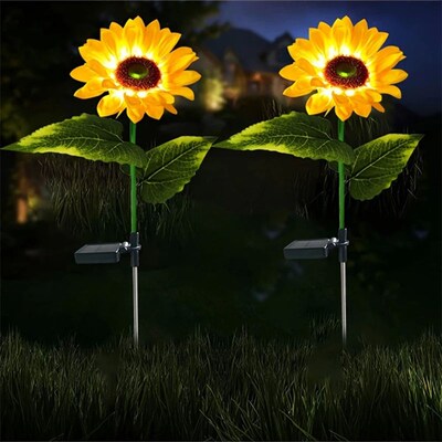 1/3 Head LED Solar Simulation Sunflower Lights Garden Yard L