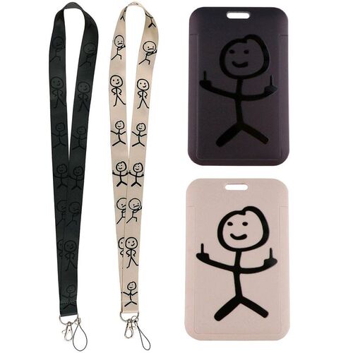 Cute Middle Finger man Keychain Neck Strap Lanyard For Keys