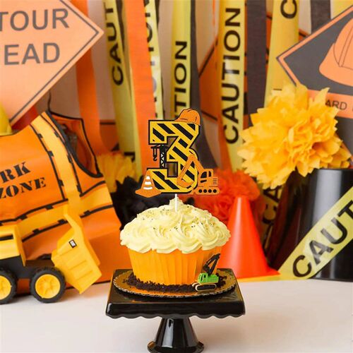 Construction Excavator 1 2 3 4th Happy Birthday Cake Topper