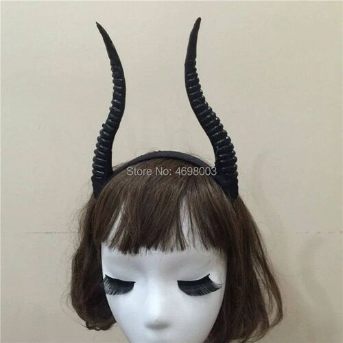 Gothic Antelope Horn Headband silvery/Black Devil Horns Head