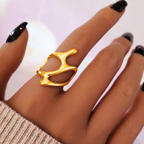 Punk Geometric Irregular Liquid Lava Waterdrop Shaped Open R