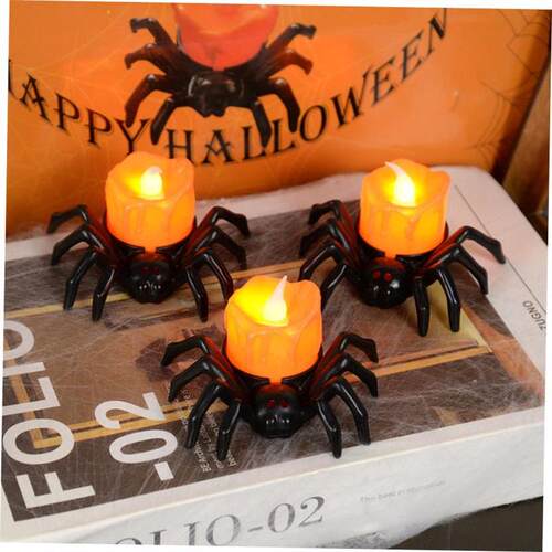 Halloween Decorations LED Candle Light Plastic Spider Pumpki