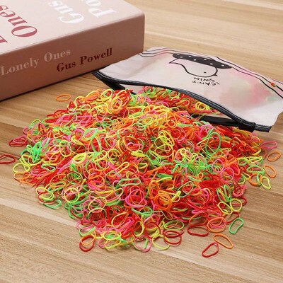 500/1000/2000pcs Girls Colourful Disposable Rubber Band Hair