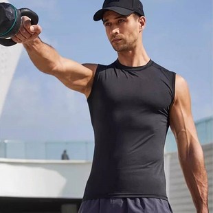 Compression Tank Top Men Gym Shirt Sleeveless Quick Dry Soli