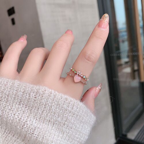 New Delicate Zircon Rings Micro-inlaid Crystal Elegant Flowe