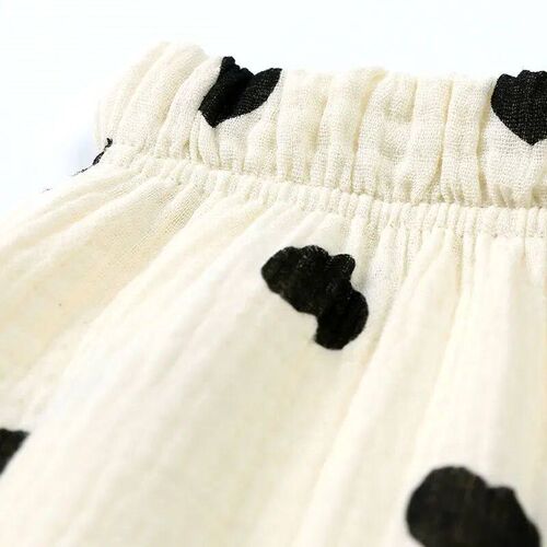 Cartoon Print Kids Pants Cotton Linen Elastic Waist Mosquito