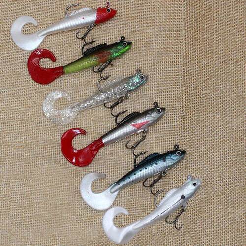 6pcs Swim Tail Fishing Bait Jig Wobblers Soft Baits Artifici