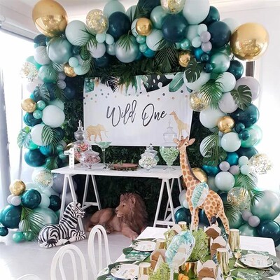 Green Silver Macaron Metal Balloon Garland Arch Wedding Birt