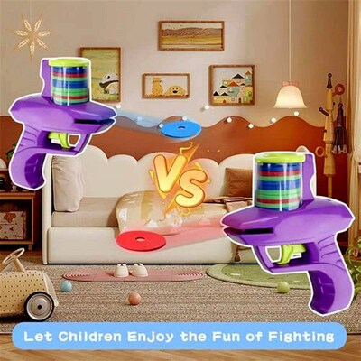 Kids Outdoor Game Foam Disc Gun Toy Flying Disc Shooting Lau