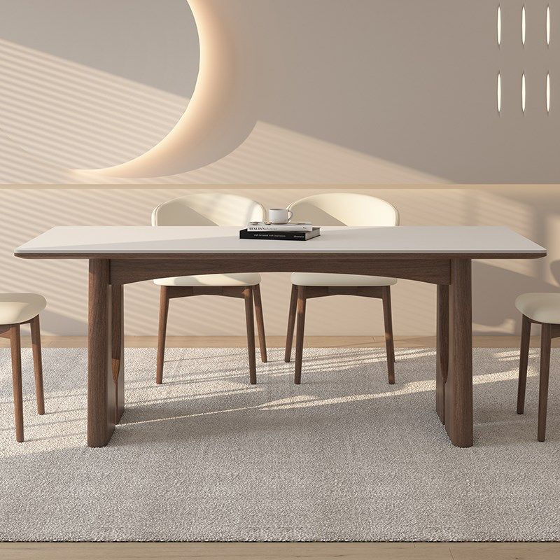 德利丰实木岩板餐桌家用长方形小户型侘寂中古风20新款饭桌子,住宅家具,岩板餐桌,淘宝优惠券,粉丝福利购,淘宝优惠卷