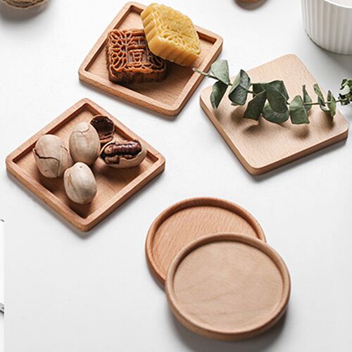 Home Durable Wood Coasters Square Resistant Drink Mat Round