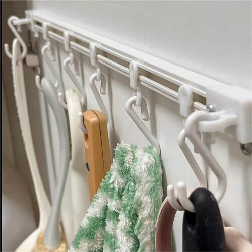 Kitchen Storage Sliding Track Hook Cabinet Door Organizer Ho