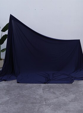 藏蓝色牛奶丝针织四面弹力氨纶布料婚庆装饰演出舞台揭幕布背景幕