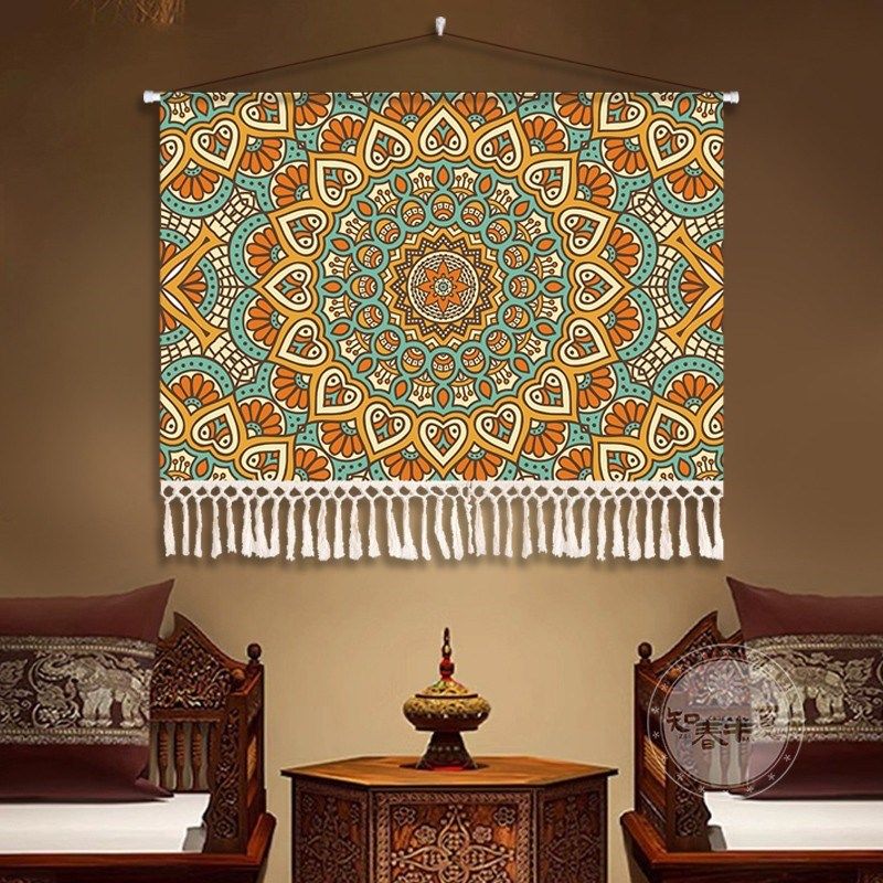 民宿民族风花纹装饰挂画卧室床头过道墙壁布艺布画挂布墙面背景布,居家布艺,挂毯/壁毯,淘宝优惠券,粉丝福利购,淘宝优惠卷