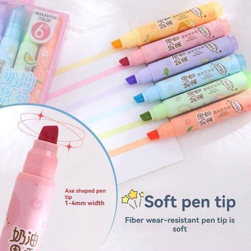 6pcs Creamy Fruity Aroma Highlighters Pastel Cute Highlighte