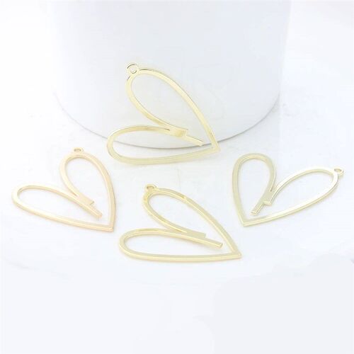 35mm 6pcs/lot Zinc Alloy Matte  Flat Hollow Heart Charms Pen