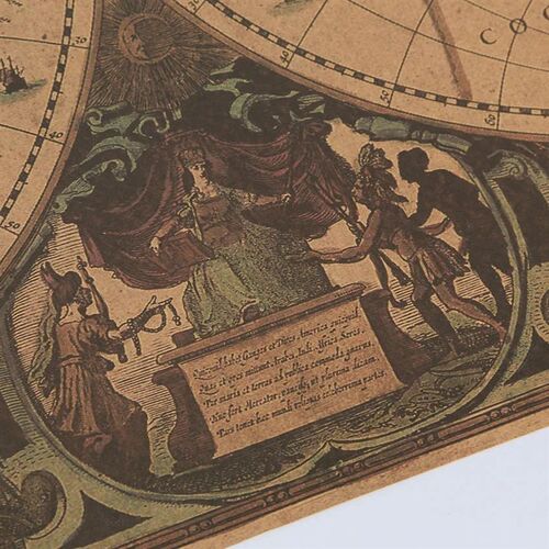 Retro World Map Nautical Ocean Map Vintage Kraft Paper Poste