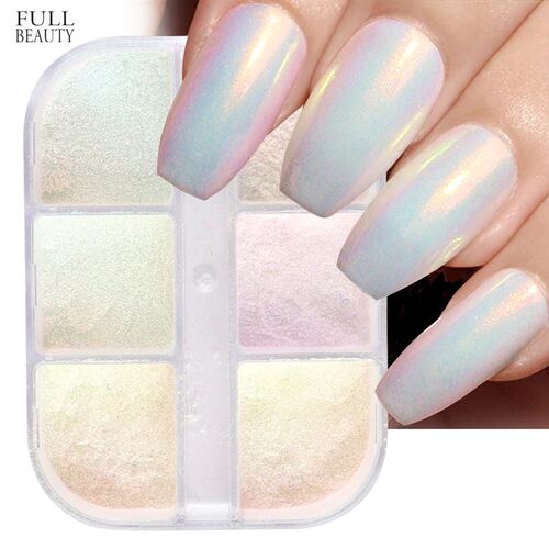 Chrome Nail Powder Metallic Mirror Effect Aurora Magic Pearl