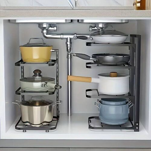 Adjustable Pot Rack Organizer, Kitchen Stainless Steel Pot S