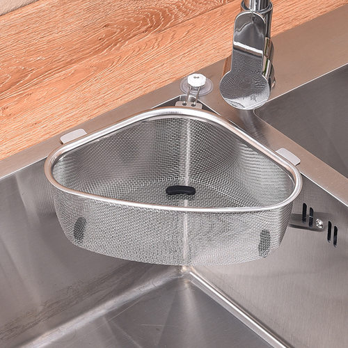 Kitchen Sink Drain Basket Stainless Steel Triangle Food Vege