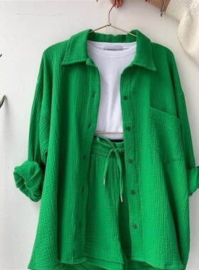 2023 Summer Womens Two Piece Casual Long Sleeve Short S