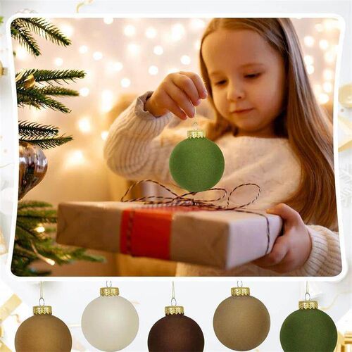 2.4 Inch Velvet Christmas Balls 12PCS Flocked Xmas Tree Hang