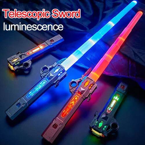 Children Colorful Glowing Sword Toys Telescopic Music Laser