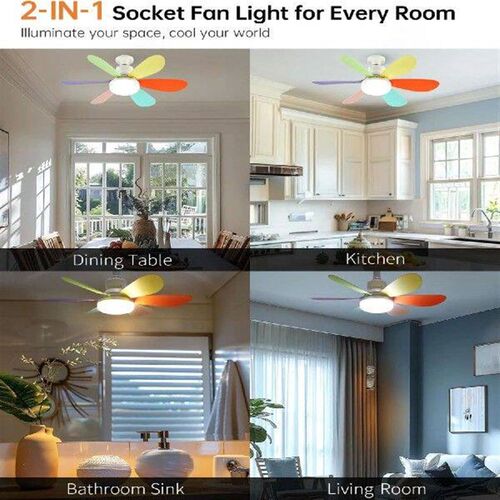 Remote Control 20.5 Inch Ceiling Fan Light with Socket,