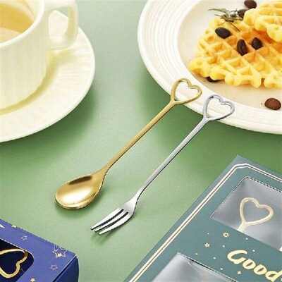 Stainless Steel Spoon Fork Cute Heart Macaron Dessert
