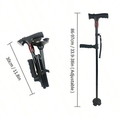 Collapsible Telescopic Folding Cane Elder Cane LED Walking T